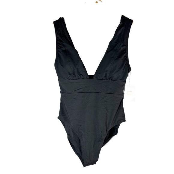 Andie Mykonos Small Long Torso Black One Piece Swimsuit LT - Picture 1 of 10